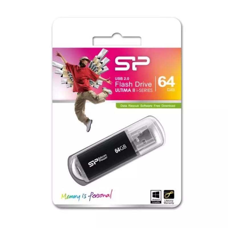 Silicon Power Blaze B02 64GB USB 2.0 zibatmiņa - melna