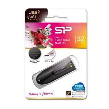 Silicon Power Blaze B25 32GB USB 3.2 Gen 1 zibatmiņa, ievelkams savienotājs, melna