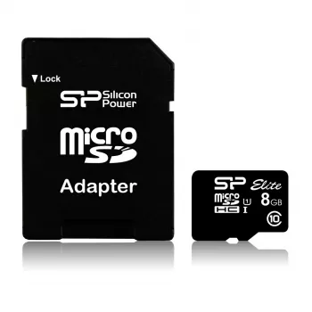 Silicon Power Elite 8GB microSDHC UHS-I U1 V10 Atmiņas karte ar SD adapteri
