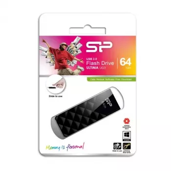 Silicon Power SP064GBUF2U03V1K Blaze B10 64GB USB 2.0 zibatmiņa, melna, ievelkama