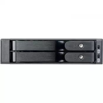 SilverStone SST-FS202B-V2 2-Bay 3,5 inch SATA Hot-Swap Cage 5,25 inch nodalījumam - Melns