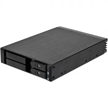 SilverStone SST-FS202B-V2 2-Bay 3,5 inch SATA Hot-Swap Cage 5,25 inch nodalījumam - Melns