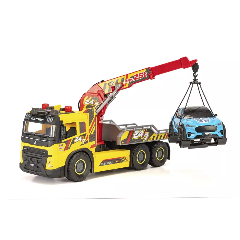 SIMBA-DICKIE Giant Tow Truck ar gaismām, skaņām, kustīgu celtni un vinču – rotaļu glābšanas transportlīdzeklis bērniem no 3 gadiem