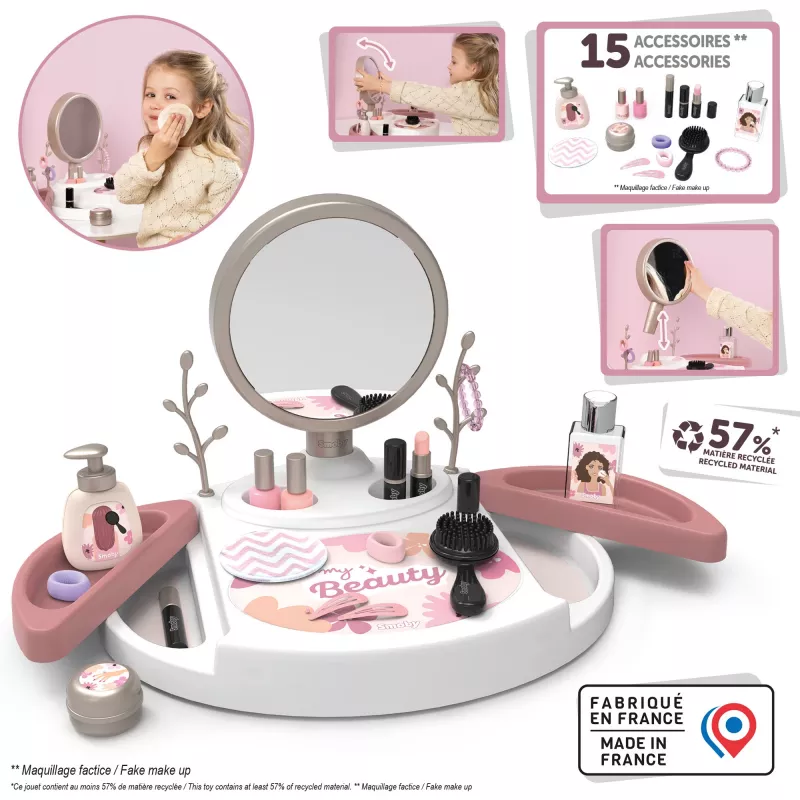 SIMBA-DICKIE My Beauty Studio Interaktīvā rotaļu tualetes galdiņš ar apgaismotu spoguli un 10 aksesuāriem bērniem vecumā no 3 līdz 6 gadiem