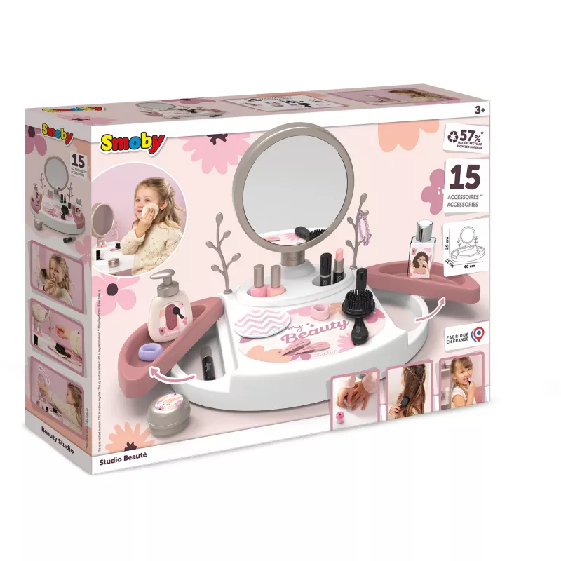 SIMBA-DICKIE My Beauty Studio Interaktīvā rotaļu tualetes galdiņš ar apgaismotu spoguli un 10 aksesuāriem bērniem vecumā no 3 līdz 6 gadiem