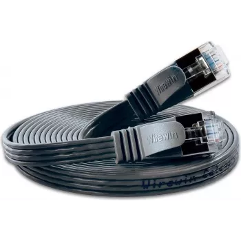 Wirewin SLIM S6 015 SW - Cat.6 SLIM tīkla kabelis, STP(PIMF), 0,15 m, melns (PKW-STP-SLIM-KAT6 0.15 SW)
