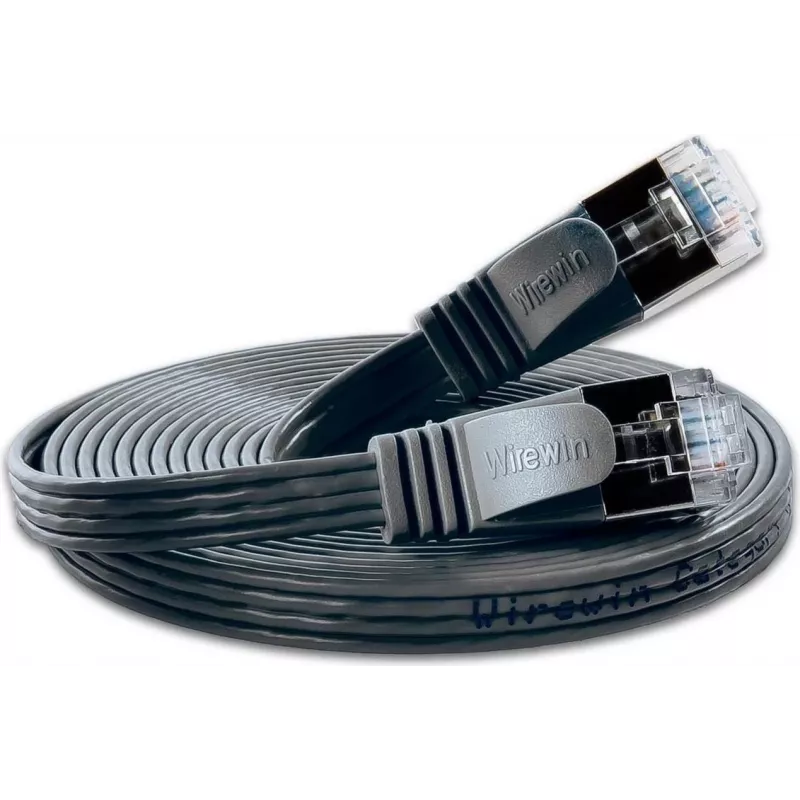 Wirewin Triotronik PKW-STP-SLIM-KAT6 5.0 SW Cat6 U/FTP slaids Ethernet savienojuma kabelis, RJ45 tēviņš uz tēviņu, 5m, melns