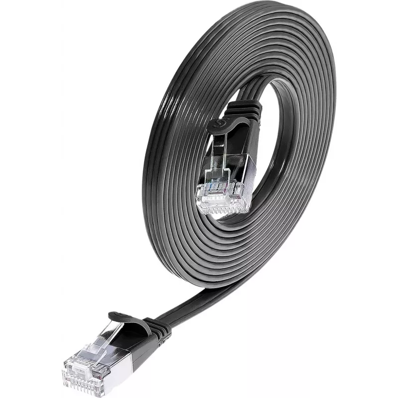 Wirewin Triotronik PKW-STP-SLIM-KAT6 5.0 SW Cat6 U/FTP slaids Ethernet savienojuma kabelis, RJ45 tēviņš uz tēviņu, 5m, melns
