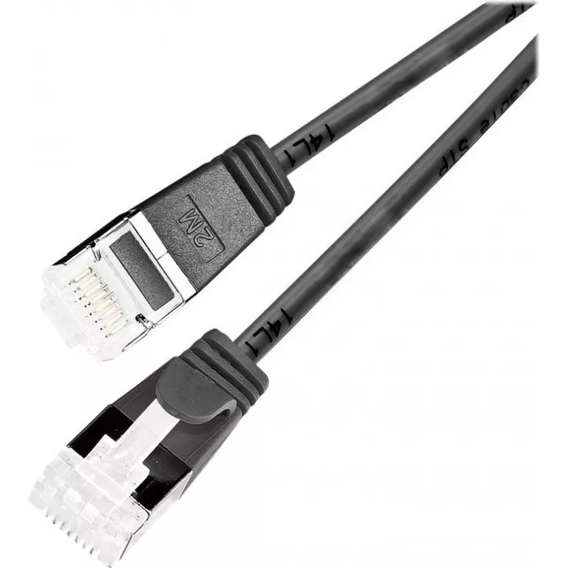 Wirewin Light tīkla kabelis apaļš U/FTP Cat 6a melns 1,5m slaids elastīgs ekranēts PoE PKW-LIGHT-STP-K6A 1.5 SW