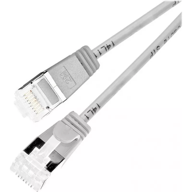 Wirewin slaids apaļš U/FTP Cat 6a savienojuma kabelis, pelēks, 2,0 m, PoE, elastīgs, LSZH (PKW-LIGHT-STP-K6A 2.0)