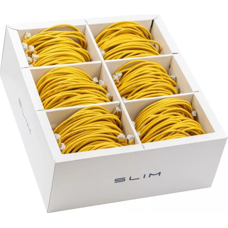 Wirewin SLIM KAT6A 10 Gigabit Light Patch kabelis, 1,5m, U/FTP, Ø 3,8mm, dzeltens, 60 gab. iepakojums KAT6A LIGHT ekranēts (SLIM-LS-K6A 1.5 YE 60)