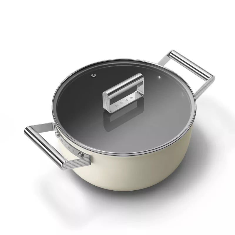 Smeg CSF2412CRM Katls, 24 cm, Keramikas nepiedegošais pārklājums, Nerūsējošā tērauda rokturis, Matēti krēmkrāsas