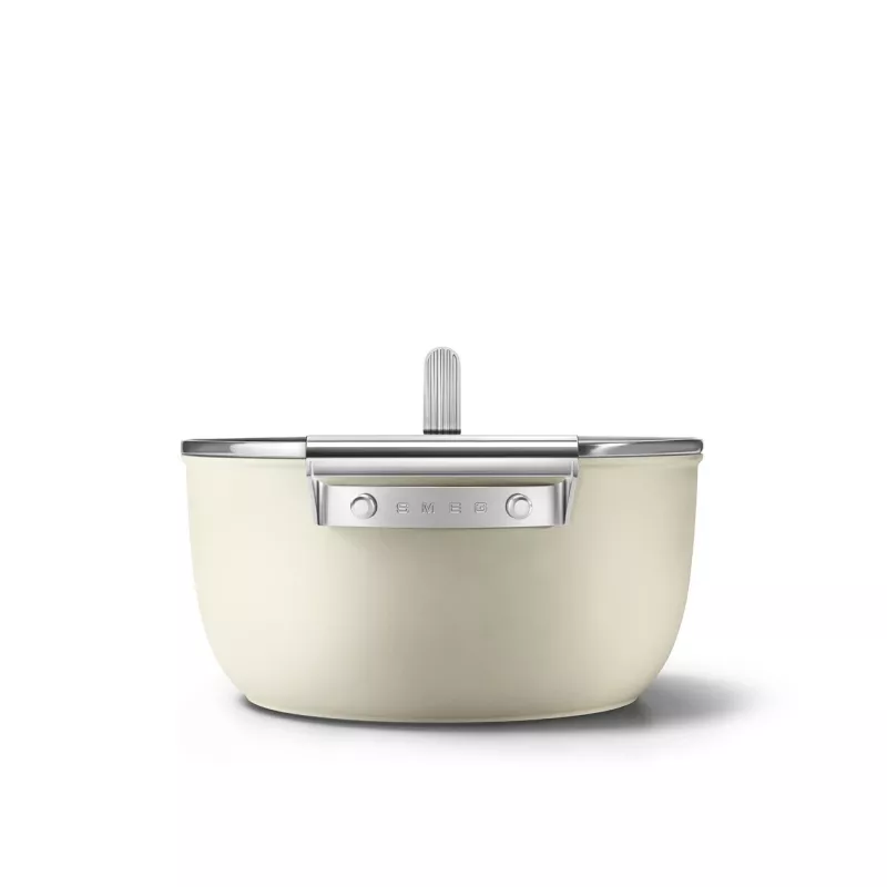 Smeg CSF2412CRM Katls, 24 cm, Keramikas nepiedegošais pārklājums, Nerūsējošā tērauda rokturis, Matēti krēmkrāsas