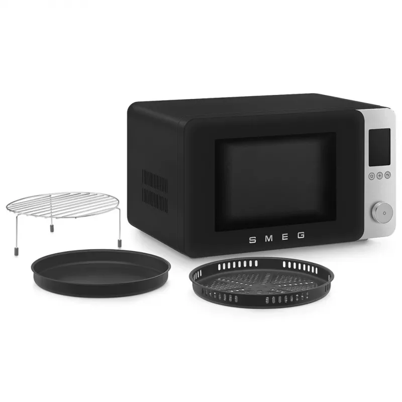 Smeg MOC02BLMEU Kombinētā mikroviļņu krāsns, 9 funkcijas, 2100 W, matēti melna