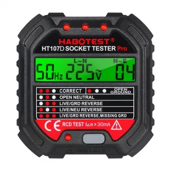Kontaktligzdas testeris ar digitālo displeju Habotest HT107D