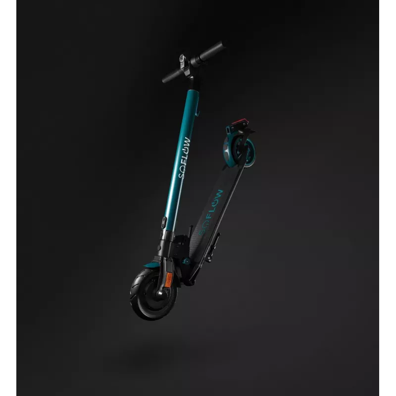 SoFlow SO1 Electric Scooter, Black/Turquoise, 20 km/h, 100 kg Load Capacity