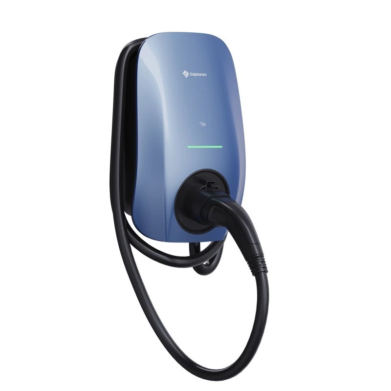 Solplanet SOL22H-WP1 Morandi Blue AC EV uzlādes stacija, 22 kW, 3-fāžu, Type 2 ar 5m kabeli, RFID, Wi-Fi, Bluetooth, NFC, RS485