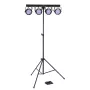 Soundsation 4LEDKIT-PARTY2 4-in-1 LED apgaismojuma komplekts ar Derby, PAR, Strobe, lāzeri, statīvu, IR tālvadību un pedāļu kontrolleri
