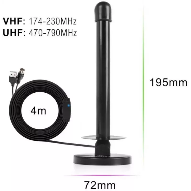 Spacetronik Hook TV DVB-T2 magnētiskā antena ar 28 dBi pastiprinātāju un 3 m kabeli