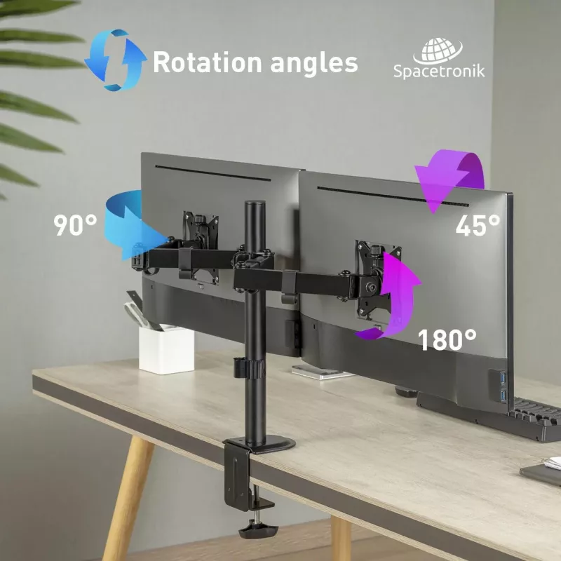 Spacetronik SPA-120 Galda stiprinājums 2 monitoriem