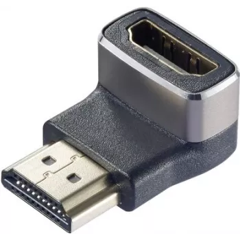 SpeaKa Professional SP-11306836 HDMI adapteris 8K 60Hz 4K 120Hz 90° uz leju leņķa tēviņš uz mātīti melns sudraba