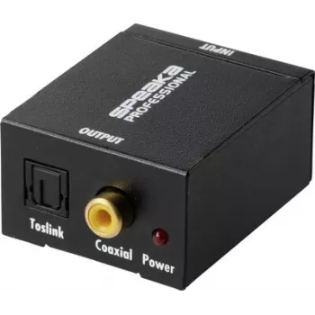 SpeaKa Professional SP-ATDAC-100 Analogā uz digitālo audio pārveidotājs RCA uz Toslink un koaksiālo 24-bit/48kHz melns SP-13904368