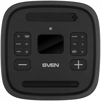 Skaļrunis Party Box SVEN PS-1250, Melns (300W, TWS, IPx4, Bluetooth, FM, USB, microSD, LED displejs, 13500mAh)