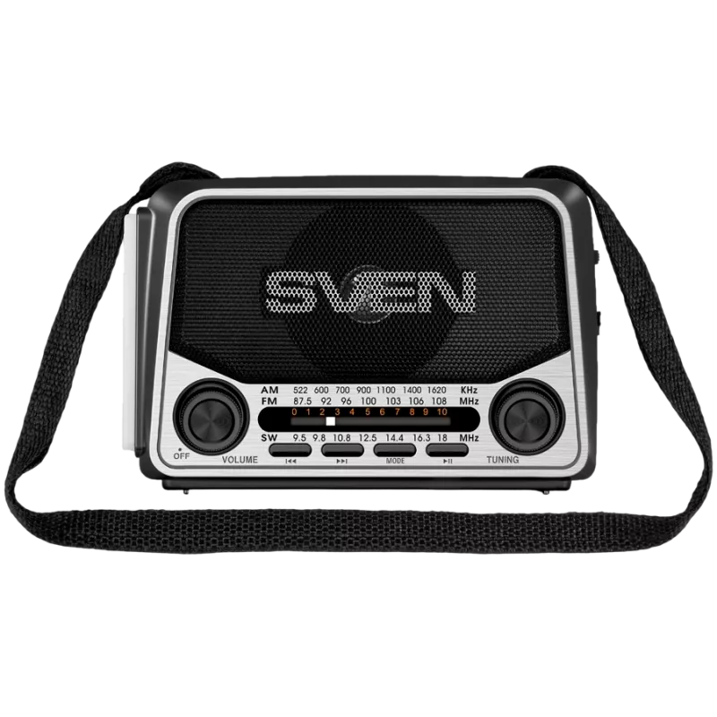 Skaļrunis SVEN SRP-150, Pelēks (3W, Bluetooth, FM/AM/SW, USB, microSD, Lukturis, Akumulators)