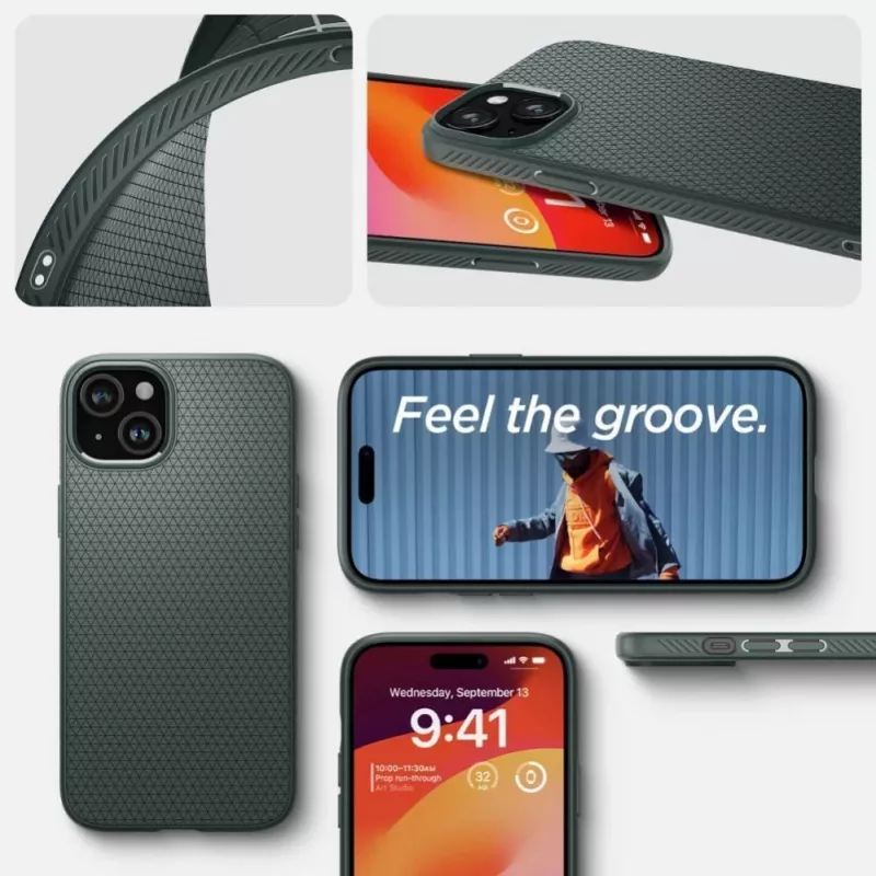 Spigen Liquid Air Maciņš iPhone 15 - Abyss Green