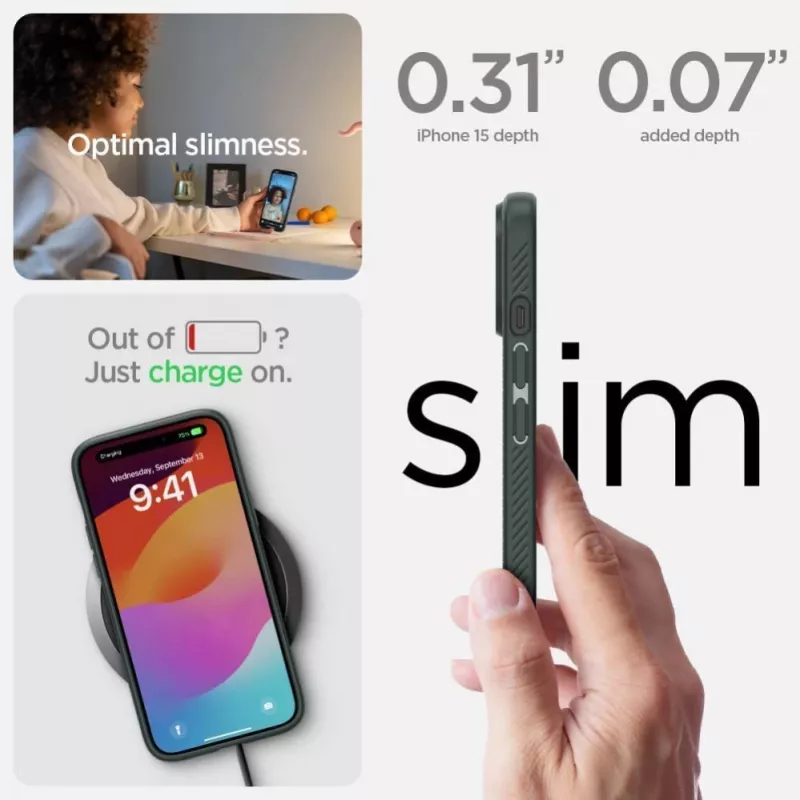Spigen Liquid Air Maciņš iPhone 15 - Abyss Green