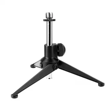 SSQ DS1 Desktop mikrofona statīvs - Melns, tērauds un čuguns, augstums regulējams 230-350 mm, 3/8 inch vītne ar 5/8 inch adapteri