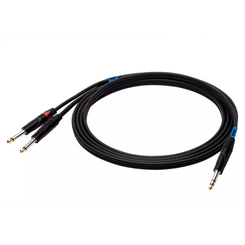 SSQ JSJM2 SS-1453 Kabelis Jack Stereo - 2x Jack Mono 2 m Melns
