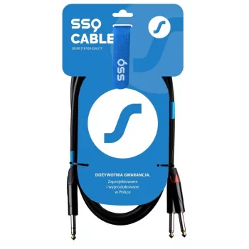 SSQ JSJM2 SS-1453 Kabelis Jack Stereo - 2x Jack Mono 2 m Melns