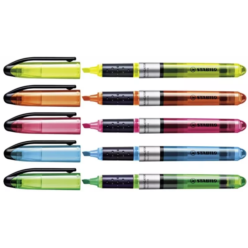 STABILO Navigator marķierpildspalvas - 10 iepakojums - dažādas krāsas - kalts gals - 1 mm smalks / 5 mm plats līnijas platums - ūdens bāzes tinte