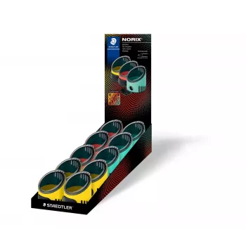 STAEDTLER NORIS vienas caurums asināmais, apaļš, dažādās krāsās, zīmuļiem līdz 8,2 mm, 23° leņķis, 1 gabals (516 001)