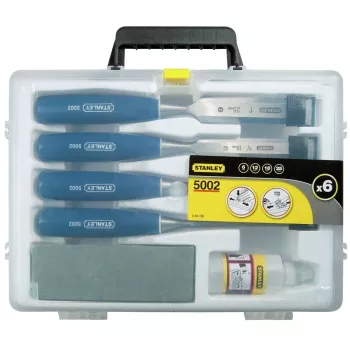Stanley 5002 sērijas 6-daļīgs koka kaltu komplekts plastmasas kastē