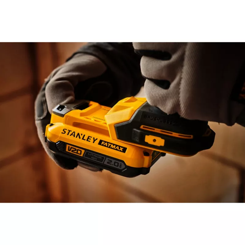 STANLEY Bezvada triecienuzgriežņu atslēga SFMCF811D1T-QW, 18V, 2.0Ah Li-Ion, Melna/Dzeltena, Pro-Stack futrālis