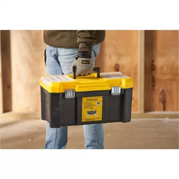 STANLEY Essential 19 collu instrumentu kaste ar organizētājiem, melna/dzeltena