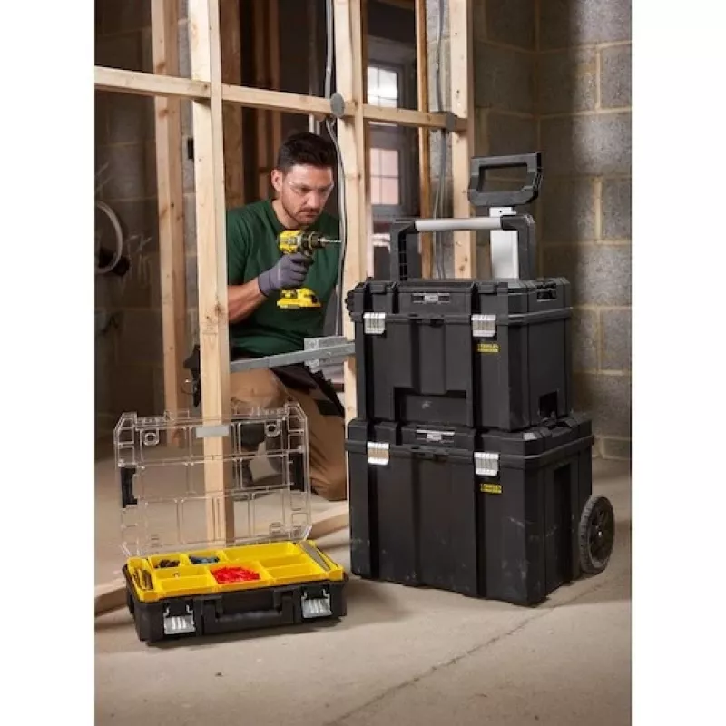 Stanley FATMAX PRO-STACK instrumentu cietais futrālis, 22L, IP54, melns ar dzelteniem akcentiem