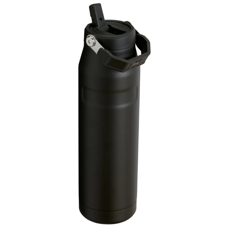 STANLEY IceFlow Bottle Flip Straw 2.0 1,06L melna termosa pudele ar salmiņu