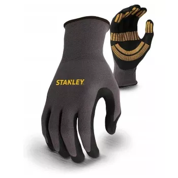 Stanley SY510L-QS darba cimdi, izmērs L (9) - sintētiskās ādas plauksta, spandeksa virspuse, neoprēna aproce, EN 388 sertificēti, melni/dzelteni