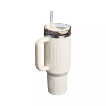 STANLEY The Quencher H2.0 rievotais termoss 1,18L spīdīgi krēmkrāsā ar salmiņu