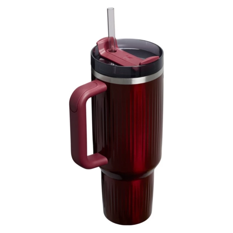 STANLEY The Quencher H2.0 Fluted Tumbler 1,18L spīdīgi bordo termokrūze ar salmiņu