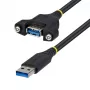 StarTech.com 2 m USB 3.0 Type-A pagarinājuma kabelis, vīriešu–sieviešu paneļa stiprinājums (USBPNLAFAM2M)