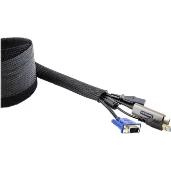 StarTech.com 3 m kabeļa uzmava ar Velcro, kabeļu pārvaldība/grommet - kabeļu pārvaldības grommet - melna - 3 m