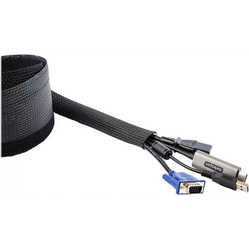 StarTech.com 3 m kabeļa uzmava ar Velcro, kabeļu pārvaldība/grommet - kabeļu pārvaldības grommet - melna - 3 m