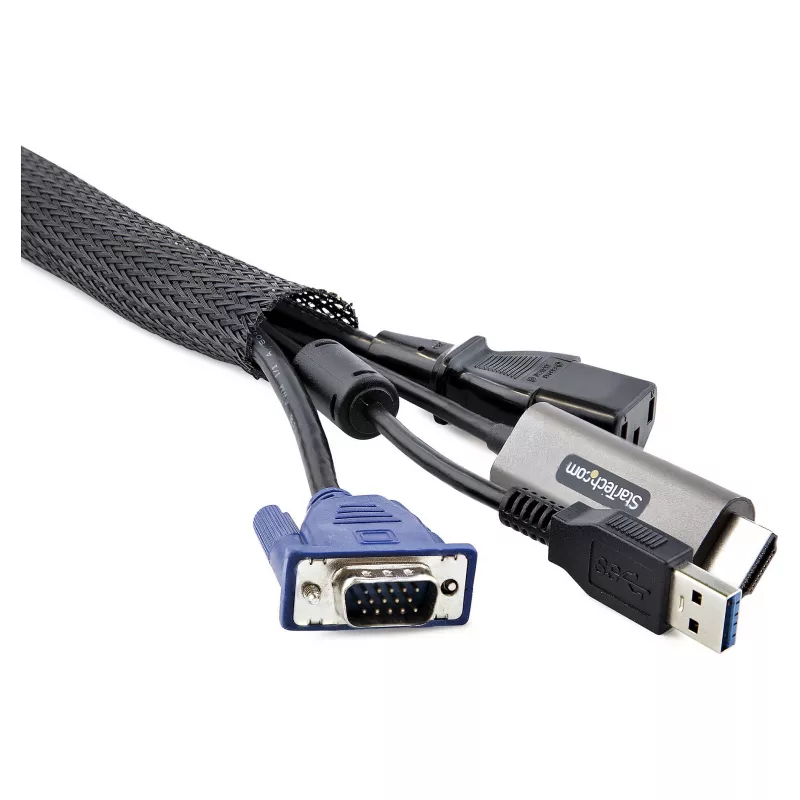 StarTech.com 3 m kabeļa uzmava ar Velcro, kabeļu pārvaldība/grommet - kabeļu pārvaldības grommet - melna - 3 m