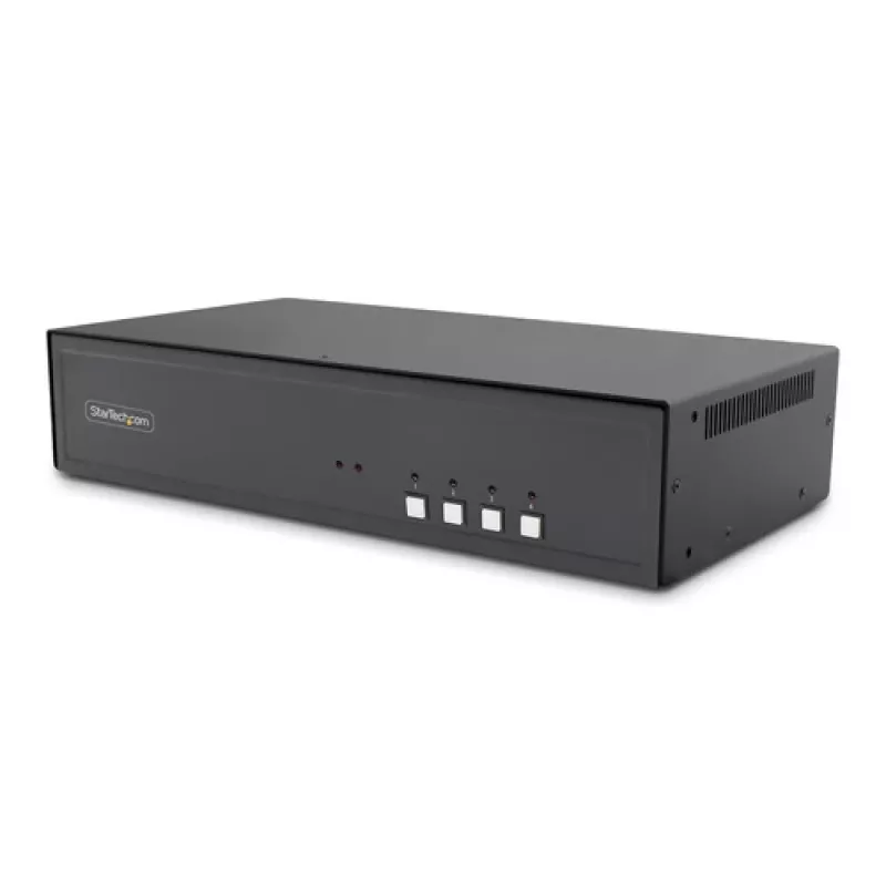 StarTech.com Secure 4-Port Dual Monitor 4K DisplayPort KVM Switch ar USB 3.0 Hub un Audio