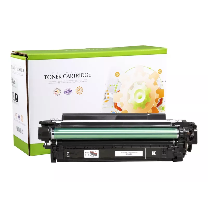 STATIC Tonera kasetne, saderīga ar HP CE264X, melna, lielas ietilpības, pārstrādāta, 17 000 lappušu