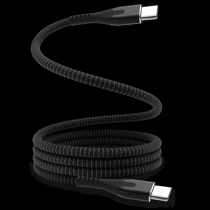 STATIK MagStack Pro magnētiskais kabelis USB-C uz USB-C 1m Melns
